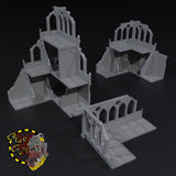 Gothic Ruin & Wall Modular Terrain Set - A - STL Download