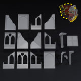 Gothic Ruin & Wall Modular Terrain Set - A - STL Download
