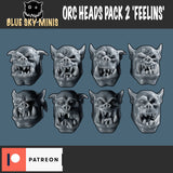 Orc Heads x8 - Pack 1 'Feelins'