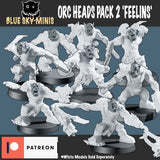 Orc Heads x8 - Pack 1 'Feelins'