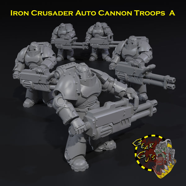 Iron Crusader Auto Cannon Troops x5 - A - STL Download