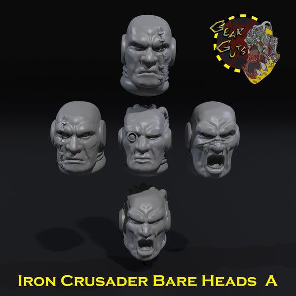 Iron Crusader Bare Heads x5 - A - STL Download