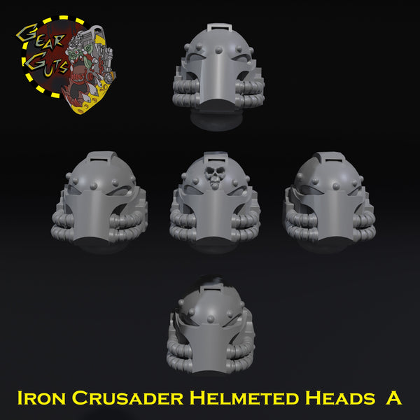 Iron Crusader Helmeted Heads x5 - A - STL Download