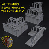 Gothic Ruin & Wall Modular Terrain Set - A - STL Download